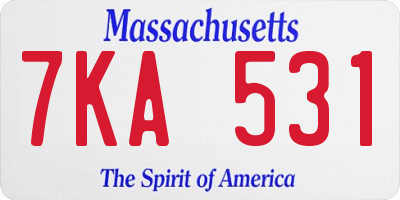 MA license plate 7KA531