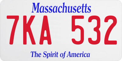 MA license plate 7KA532