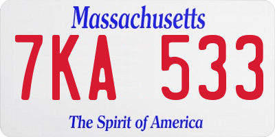 MA license plate 7KA533