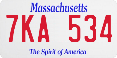 MA license plate 7KA534