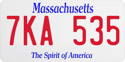 MA license plate 7KA535