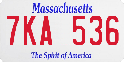 MA license plate 7KA536