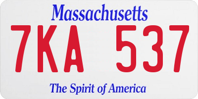 MA license plate 7KA537