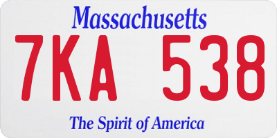 MA license plate 7KA538