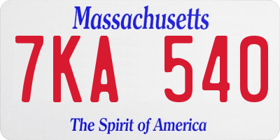 MA license plate 7KA540
