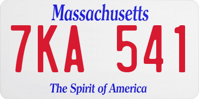MA license plate 7KA541