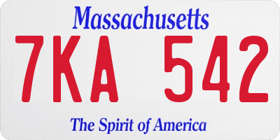 MA license plate 7KA542