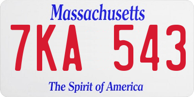 MA license plate 7KA543