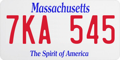 MA license plate 7KA545