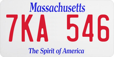 MA license plate 7KA546