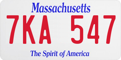 MA license plate 7KA547