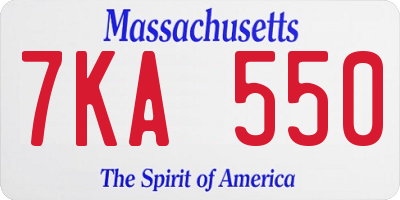 MA license plate 7KA550