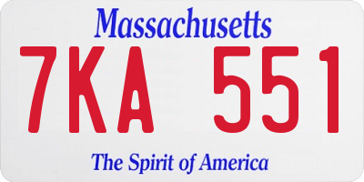 MA license plate 7KA551