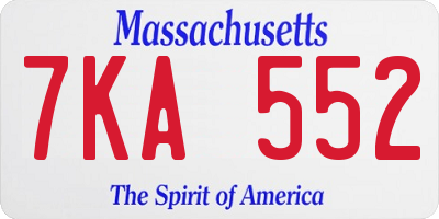 MA license plate 7KA552