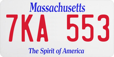 MA license plate 7KA553