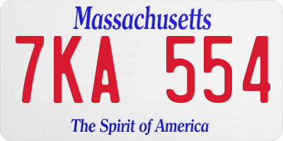 MA license plate 7KA554