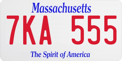 MA license plate 7KA555