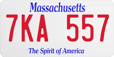 MA license plate 7KA557
