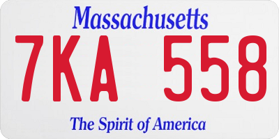 MA license plate 7KA558