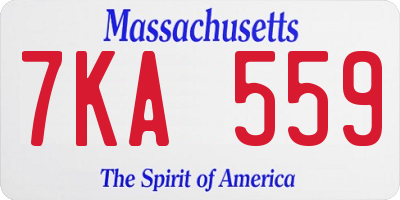 MA license plate 7KA559