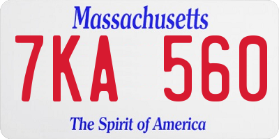MA license plate 7KA560