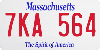 MA license plate 7KA564