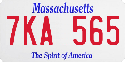 MA license plate 7KA565