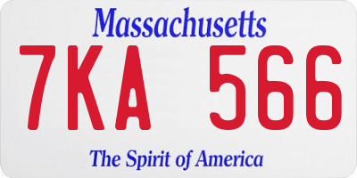 MA license plate 7KA566