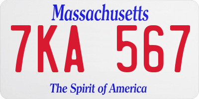 MA license plate 7KA567