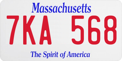 MA license plate 7KA568