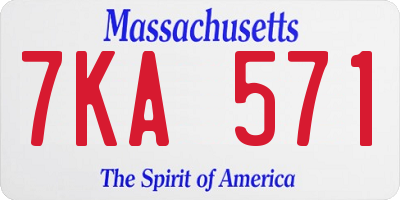 MA license plate 7KA571