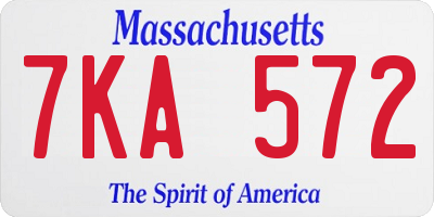 MA license plate 7KA572