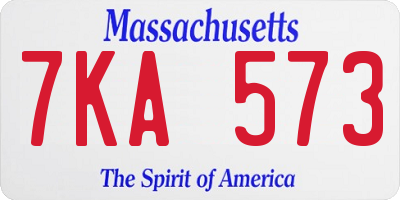 MA license plate 7KA573