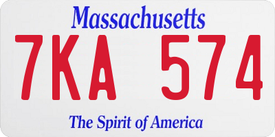 MA license plate 7KA574