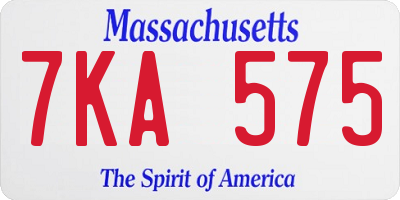 MA license plate 7KA575