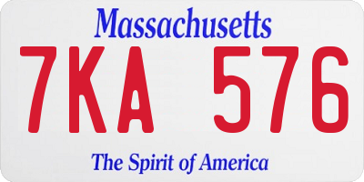 MA license plate 7KA576