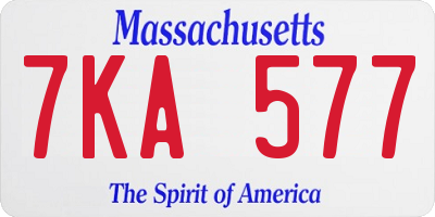 MA license plate 7KA577