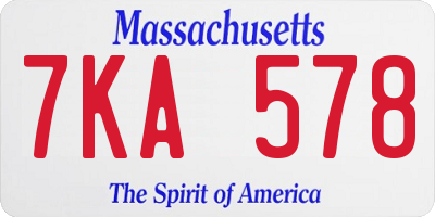 MA license plate 7KA578