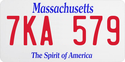 MA license plate 7KA579