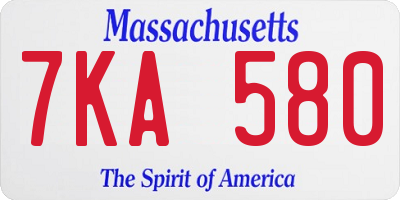 MA license plate 7KA580