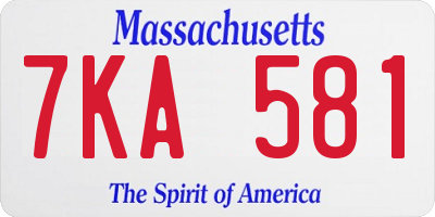 MA license plate 7KA581