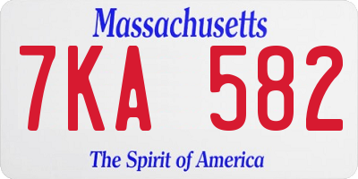 MA license plate 7KA582