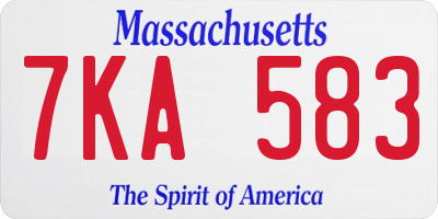 MA license plate 7KA583