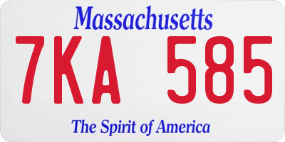 MA license plate 7KA585