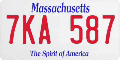 MA license plate 7KA587