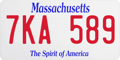 MA license plate 7KA589
