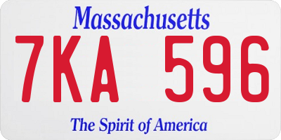 MA license plate 7KA596