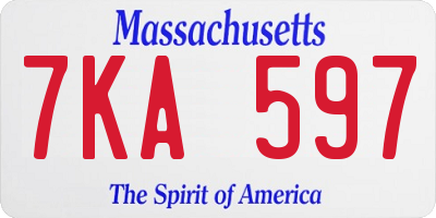 MA license plate 7KA597
