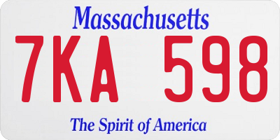 MA license plate 7KA598
