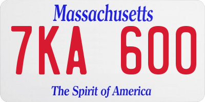 MA license plate 7KA600
